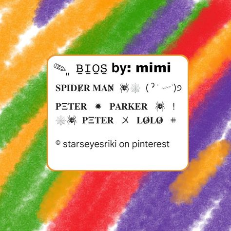 Spiderman Bio Ideas, Instagram Bio, Cute Little Drawings, Peter Parker, Spiderman, Drawings, Quick Saves, Instagram, Tes