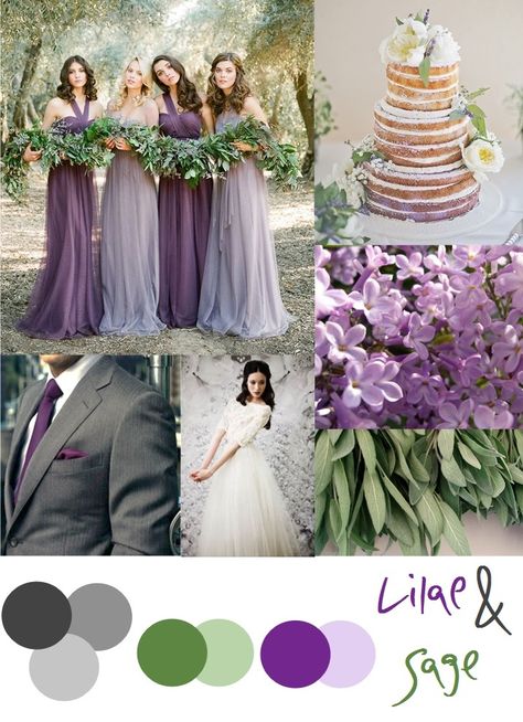 Lilac and Sage wedding color palette Sage Wedding Colors, Purple And Green Wedding, Wedding Color Trends, Wedding Colors Purple, Green Wedding Colors, Sage Wedding, Lilac Wedding, Winter Wonderland Wedding, Wedding Color Palette