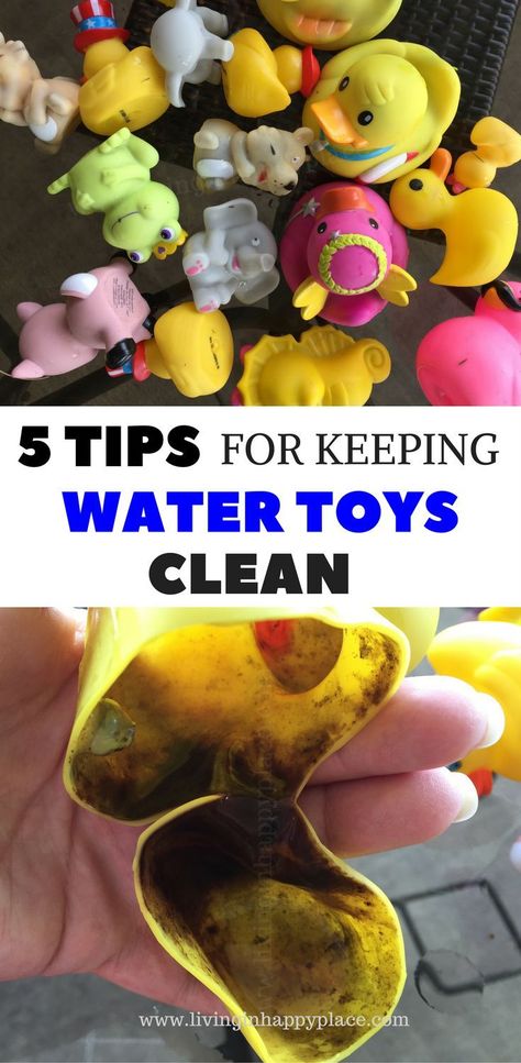 Water toys for kids can be really tough to keep clean. Safely clean bath toys and water toys to keep mold and bacteria from growing inside. Baby bath toys and toddler water toys can easily be a breading ground for grime. Try these 5 tips for keeping water toys cleaned #livinginhappyplace #waterplay #toys #clean #kids #bathtoys #swim #summer #parenting Cleaning Bath Toys, Bath Activities, Kids Water Toys, Snapple Facts, Pregnancy Hacks, Clean Baking Pans, Toddler Ideas, Toddler Bath, Diy Bathroom Storage