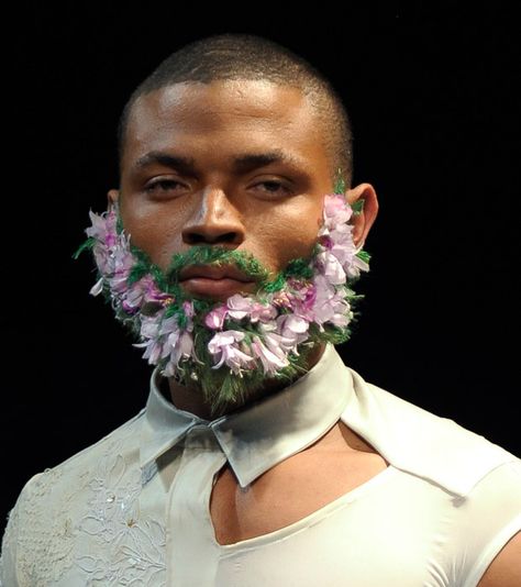 Man With Flowers, Flower Beard, School Of Visual Arts, Moustaches, Arte Inspo, Flower Boys, Hair Reference, Facial Hair, Beards