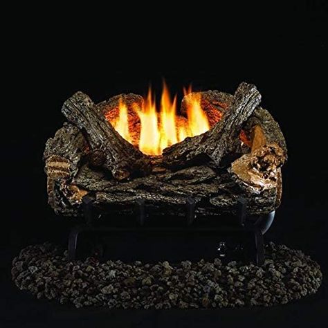 Peterson Real Fyre 16-inch Valley Oak Log Set With Vent-free Natural Gas Ansi Certified 9,500 Btu G8-r Burner - Basic On/Off Remote Ventless Gas Logs, Fireplace Damper, Vent Free Gas Fireplace, Log Home Interiors, Log Home Plans, Gas Log Sets, Fireplace Logs, Gas Fireplace Logs, Oak Logs