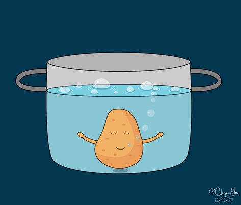 Boiling Water Drawing, Potato Drawing, Water Yoga, Food Cute, Yoga Breathing, Water Illustration, Feeling Scared, Water Drawing, Illustration Art Drawing