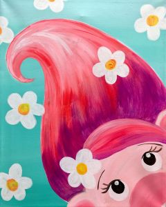 Sip And Paint Ideas For Kids, Trolls Painting, Kids Paint Night, Studio Bright, Kids Painting Party, Kids Canvas Painting, Pinots Palette, Dance Dance Dance, Kids Canvas Art