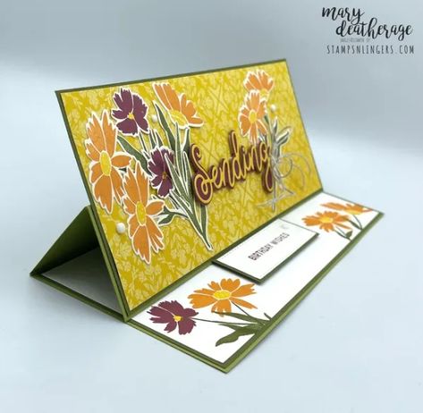 Stampin’ Up! Sending Smiles Slimline Easel Birthday Card with Video Tutorial | Stamps – n - Lingers Stampin Up Sending Smiles, Stampin Up Sending, Sending Smiles, Nice Weather, Easel Cards, Card Tutorial, Fancy Folds, Fun Fold Cards, Folded Cards