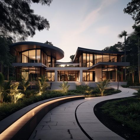 Circular Walkway to Luxury Mansion Home outdoor Front Entrance Big Modern Mansion Exterior, Mansion Exterior Suburban, Modern Mansion Entrance, Mansions Luxury Exterior, Front Yard Decor Ideas, Modern Mansion Exterior, Mansion Entrance, Front Elevation Designs Modern, Home Rendering