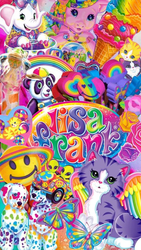 Lisa Frank Phone Case, Bright Collage, Lisa Frank Folders, Lisa Frank Birthday Party, Nostalgia Wallpaper, Pinterest Wallpaper, Cartoons 80s 90s, Lisa Frank Stickers, Anime D