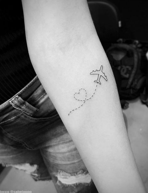 Tiny Plane Tattoo Aviation Tattoo Women, Mens Tattoos Ideas Forearm Simple, Airplain Tattoo, Travel Small Tattoo, Tiny Plane Tattoo, Air Plane Tattoo, Plane Tattoo Design, Aeroplane Tattoo, Plane Tattoos