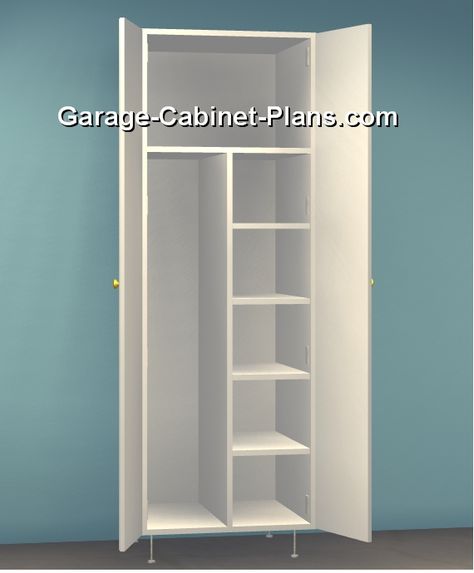 Utility Cabinet Plans - 24 Inch Broom Closet Cabin Closet, Broom Cabinet, Laundry Cupboard, Bathroom Linen Closet, Standing Closet, Utility Cabinet, Closet Planning, Utility Closet, Broom Closet