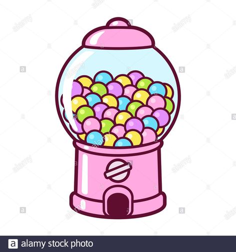 Bubblegum Machine Drawing, Candy Machine Illustration, Gumball Machine Drawing, Cartoon Gumball, Miss Pastelitos, Decorative Doodles, Gum Dispenser, Minecraft Concept Art, Candy Drawing