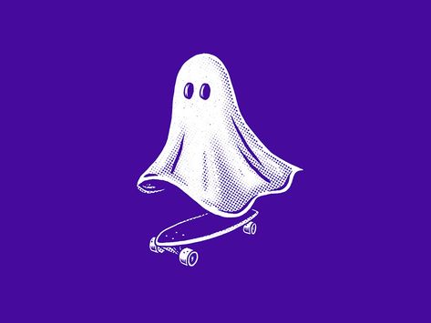 White Ghost, A Ghost, Ghost Rider, Skateboard, Ghost, Purple, White, Design