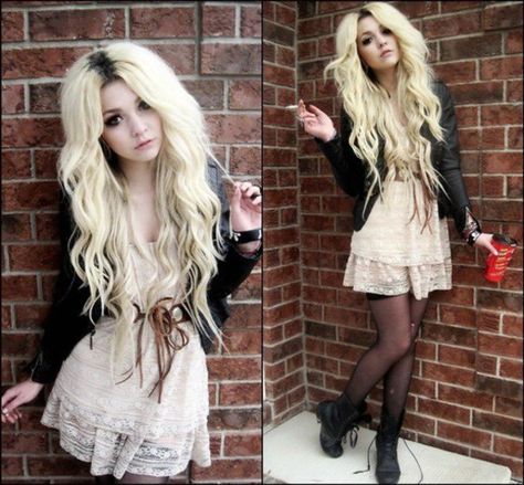 How to Dress Punk? 25 Cute Punk Rock Outfit Ideas for Girls Cream Blonde Hair, Punk Rock Outfits, Punk Dress, Cream Lace Dress, Indie Sleaze, Rock Outfit, Rock Outfits, Outfit Trends, Beige Dresses