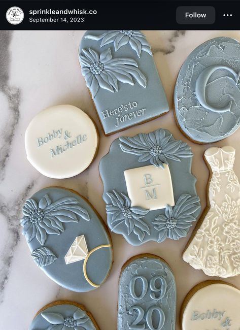 Wedding Cookies Decorated, Cookies Decoration, Wedding Shower Cookies, Anniversary Cookies, Engagement Cookies, Flower Sugar Cookies, Bridal Cookies, Floral Wedding Ring, Cookies Theme