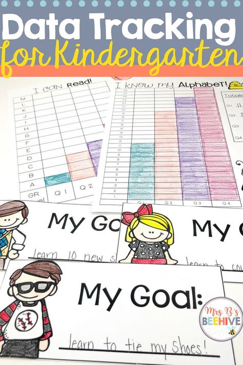 Set individual goals with your students and help them observe the progress they make throughout the school year. This tool also work great for parent conferences! #datatracking #kindergarten #firstgrade #goalsetting Kindergarten Goals, Parent Conferences, Data Folders, Kindergarten Organization, Kindergarten Assessment, Goal Setting For Students, Kindergarten Special Education, Data Binders, Data Notebooks