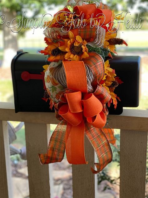 Mailbox Decor Mailbox Swag Fall Mailbox Swag Fall Decor | Etsy Fall Mailbox Swag, Fall Mailbox Decorating Ideas, Mailbox Decorating Ideas, Fall Mailbox Decor, Decorated Mailboxes, Fall Mailbox, Brick Mailbox, Mailbox Swag, Christmas Crafts Diy Projects