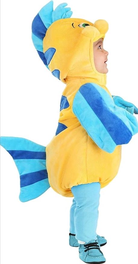 Disney The Little Mermaid Flounder Infant Costume, for Halloween, Cosplay, Ocean Beach Theme Party & Dress Up Disney Flounder, Flounder Costume, Halloween Costumes For College, Mermaid Costumes, Disney The Little Mermaid, Costumes For Teens, Halloween Costume Shop, Disney Plush