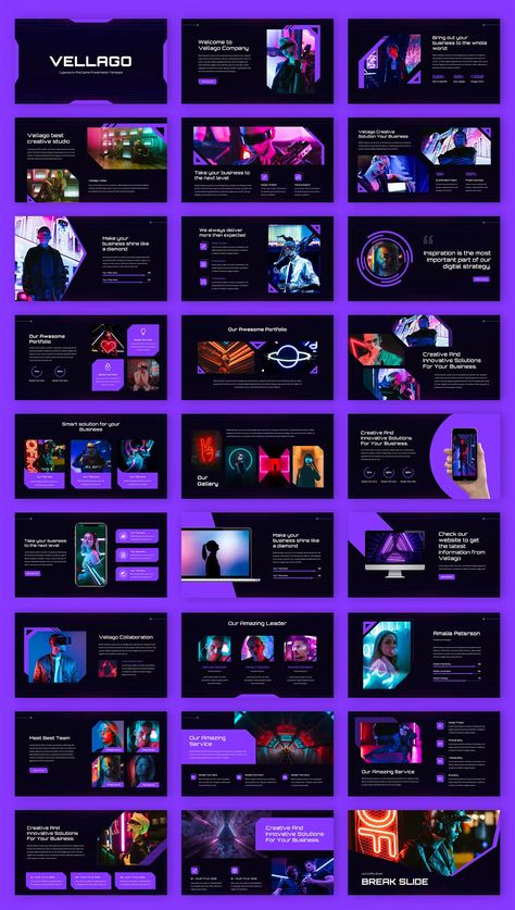 Cyberpunk and Game Google Slide Template. 33 Unique Slides. 1000+ Icons. Game Template Design, Game Pitch Deck, Gaming Presentation Design, Game Ppt Template, Game Presentation Design, Cyberpunk Template, Cyberpunk Website, Gaming Presentation, Gaming Moodboard