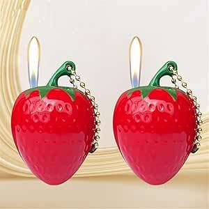 2 Pack Cute Strawberry Lighter, Soft Flame Lighter, Pendant Lighter, Refillable Adjustable Flame Lighter, Mini Portable Pocket Lighter, Suitable Candle Women Men Gift Methane Gas, Butane Torch Lighter, Hippie Accessories, Butane Lighter, Windproof Lighter, Sewing Furniture, Outdoor Candles, Home Goods Decor, Cute Strawberry