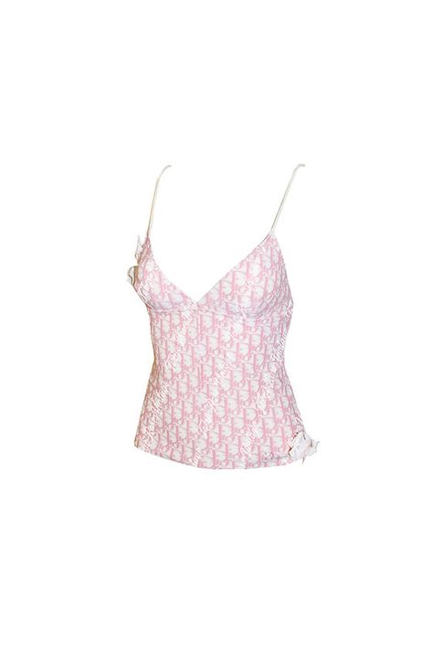 Christian Dior Pink Girly Cami Top Monogram Trotter Logo Print | Tokyo Roses Vintage Dior Monogram, Dior Pink, Dior Top, Dior Shirt, White Chicks, Roses Vintage, 2000s Fashion Outfits, Trotter, Really Cute Outfits