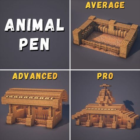 Minecraft animal pen! Pen Minecraft, Animal Pen Minecraft, Pen Designs, Minecraft Structures, Bangunan Minecraft, Minecraft Farm, Minecraft Cottage, Minecraft House Tutorials, Diy Minecraft