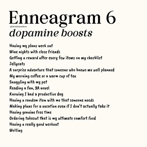 I asked y’all on my stories what your enneagram type was and what gave you a dopamine boost, and I wanted to compile and share the answers 🥰 What’s your type & your dopamine boost?! Also, if u want to join my virtual enneagram webinar & book club this month, u can get tix at the link in my bio/story highlights! 🪄 Type 6 Enneagram Aesthetic, Enneagram 6 Aesthetic, Enneagram Type 2 And 5 Relationship, Enneagram Type 2 And 8 Relationship, Enneagram Tritype 469, Type 6 Enneagram, Enneagram Type 6 Funny Memes, Intj T, Enneagram Test Eclecticenergies