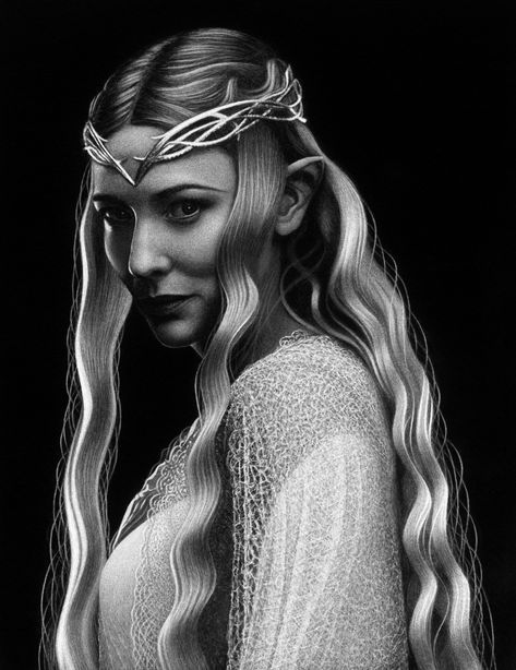 ArtStation - Galadriel, Michael Thompson Lord Of The Rings Tattoo, Legolas And Thranduil, Michael Thompson, White Artwork, Push It, The Lord Of The Rings, Jrr Tolkien, Graphite Drawings, Fantasy Movies