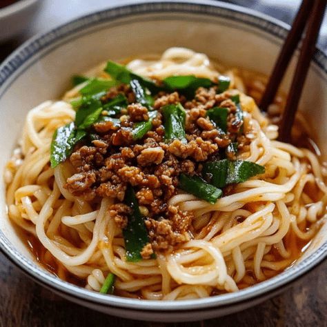 Classic Dan Dan Noodles Recipe 2 Dan Dan Noodles Recipe Easy, Dan Dan Noodles Recipe, Thick Noodles, Pork Mince Recipes, Chinese Noodle Recipes, Dan Dan Noodles, Sweet Pork, Light Food, Noodle Recipes Easy