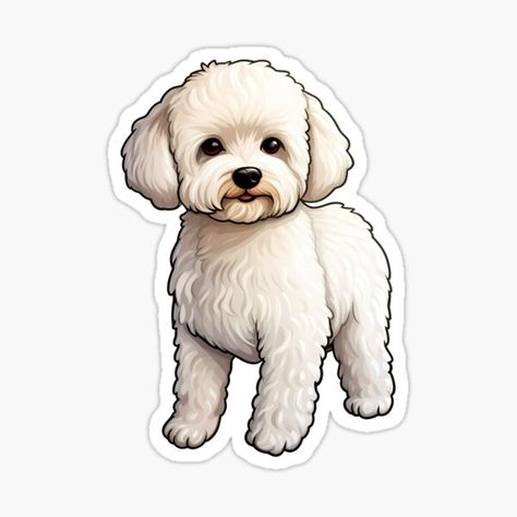 Bichon Illustration, Bichon Drawing, Bichon Frise Drawing, Bichon Frise Art, Puppy Fluffy, Bichon Poodle, Cute White Dogs, Bichon Dog, White Puppy