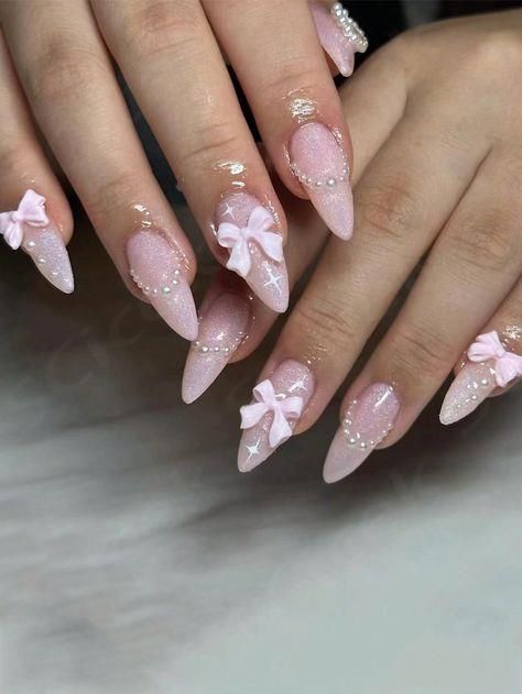 nails | nails acrylic | nails 2024 | nails 2024 trend | nails inspiration | nails autumn 2024 | fall nails | gel x | gel extensions | nails for fall | fall inspo | floral nails | cute nails | almond shaped nails | almond nails | press on nails | natural nails | manicure | pedicure | short nails | long nails | acrylic nails | spring nails | summer nails | k-nails | korean nails | jelly nails |  ... more Light Pink Nails Hello Kitty, Nail Art For Party, 3d Bow Nails, Korean Inspired Nails, Japanese Nail Art Kawaii, Nail Inspo Korean, Cute Kawaii Nails, Cute Korean Nails, Nail Embellishments