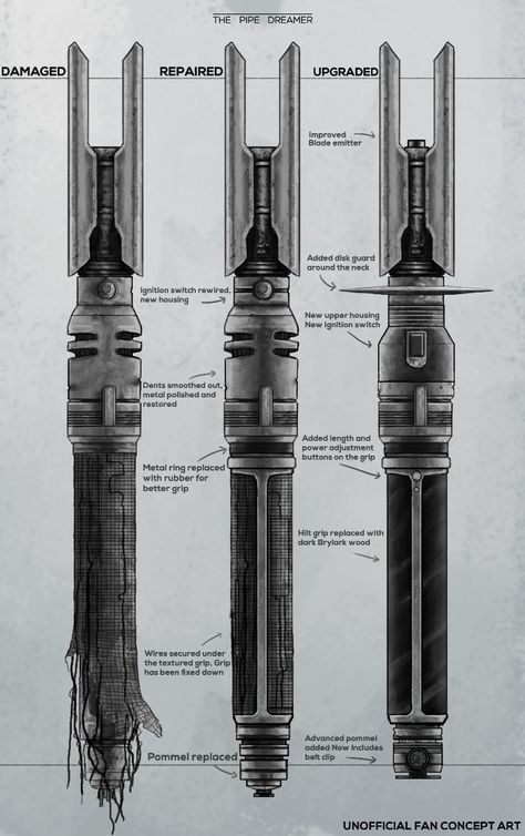 Cal Kestis Lightsaber Tattoo, Lightsaber Art Design, Cal Kestis Concept Art, Jedi Fallen Order Concept Art, Cal Kestis Tattoo, Lightsaber Hilt Concept Art, Lightsaber Concept Design, Lightsaber Concept Art, Fallen Order Lightsaber