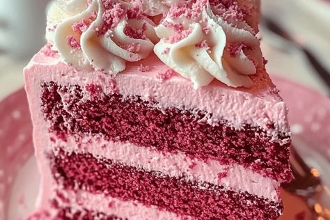 Pink Velvet Dream Cake Pink Red Velvet Cake, Pink Cake Drip, Pink Velvet Cake Recipe, Pink Velvet Cake, Pink Velvet Cakes, Green Birthday Cakes, Best Red Velvet Cake, Red Velvet Cake Recipe, Birthday Cake Flavors