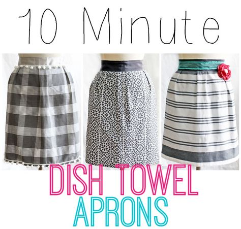 Sew these quick aprons in just a few minutes. All you need is a dish towel and some ribbon! #sewing Diy Sy, Towel Apron, Summer Sewing, Money Makers, Small Sewing, Sew Ins, Sewing Aprons, Aprons Patterns, Sewing Projects For Beginners