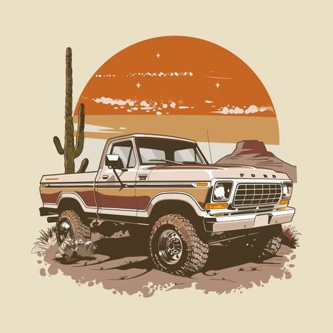 Ford Truck Vintage Highboy Design Desert - Ford Trucks - T-Shirt | TeePublic Western T Shirts Design, Ford Bronco Wallpaper, Ford Highboy, Motorcycles Logo Design, Western Car, Vintage Logos, Truck Shirt, Old Ford Trucks, Cool Car Drawings