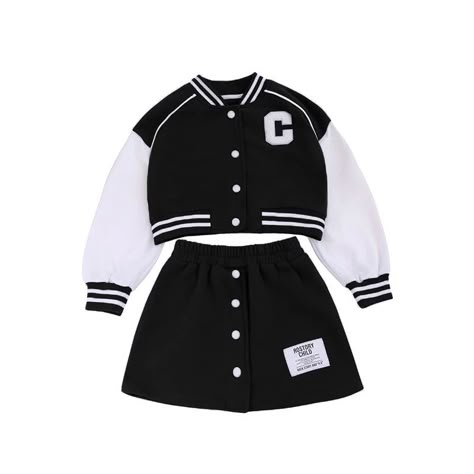 Letter Jacket, Black China, Old Outfits, Cute Dress Outfits, Kids Baseball, Girls Clothing Sets, Golf Outfit