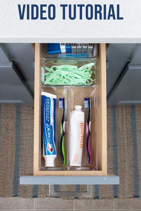 Toothbrush Drawer, House Design Bathroom, Bathroom Vanity Storage Ideas, Bathroom Drawer Organization Ideas, Interior Bathroom Design, Kids Bathroom Organization, Bathroom Drawer Storage, Design Bathroom Ideas, Bathroom Vanity Organization