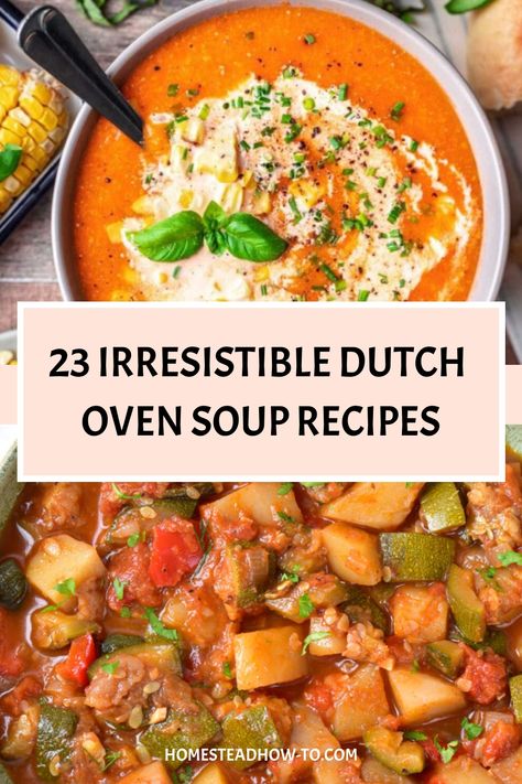 Discover a variety of irresistible Dutch oven soup recipes perfect for any occasion. Enjoy the convenience and rich flavors of these easy-to-make soups. Fall Soup Recipes Dutch Oven, Potato Soup In Dutch Oven, Dutch Oven French Onion Soup, Dutch Oven Soup Recipes Healthy, Easy Dutch Oven Soup Recipes, Dutch Oven Soups And Stews, Soup Dutch Oven Recipes, Dutch Oven Tomato Soup, Dutch Oven Recipes Soup