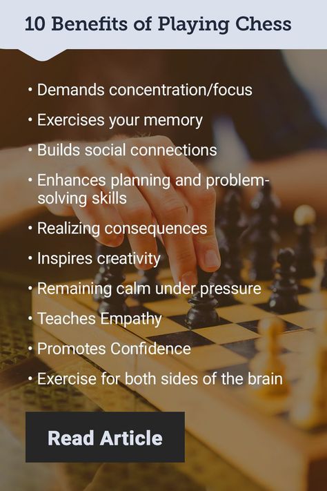 10 Benefits of Playing Chess. Concentration, focus, memory, social connections, planning and problem solving, creativity, calm under pressure, empathy, confidence. Chess Guide, Brain Workout, Neurological System, Big Brain, Playing Chess, Brain Booster, Mind Games, Chess Game, Brain Health