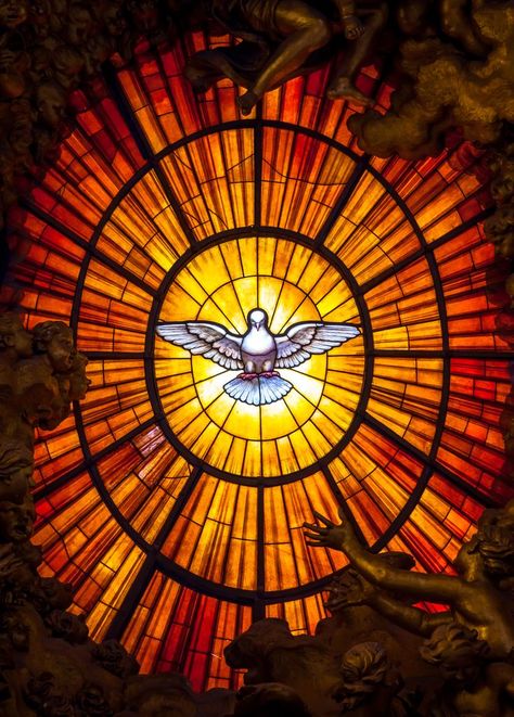 Saint Peters Basilica, Holly Spirit, Vatican Rome, Main Entrance Door Design, Graphic Wall Art, St Peters Basilica, Entrance Door Design, Church Windows, Biblical Art