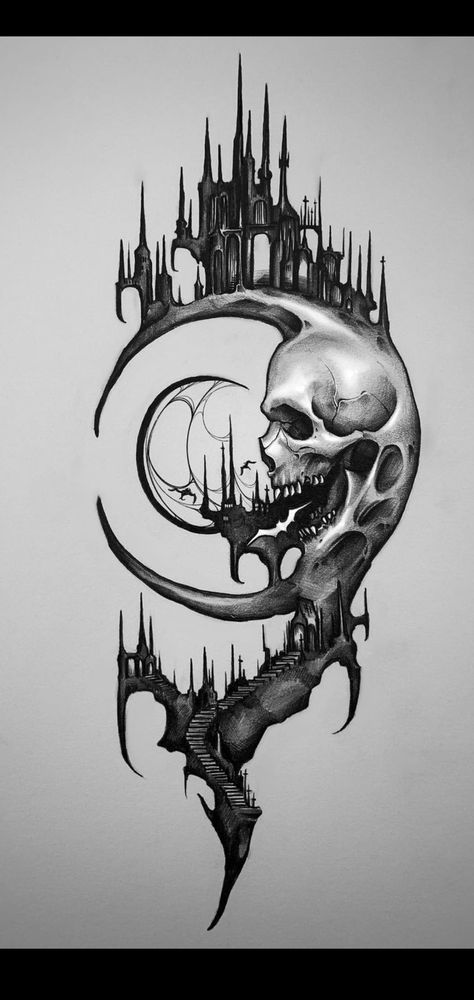 Satanic Tattoo Design, Half Sleeve Tattoos Sketches, Satanic Tattoos, Skull Art Tattoo, Half Sleeve Tattoos, Half Sleeve Tattoos Drawings, Skull Sleeve Tattoos, Fantasy Tattoos, Creepy Tattoos