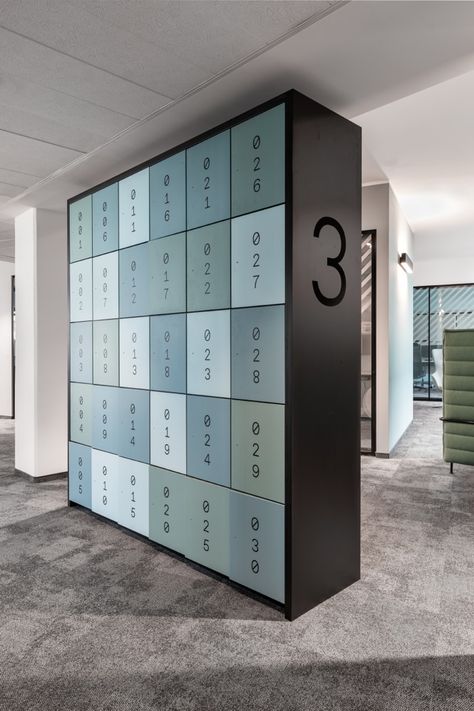 Locker Designs, Office Lockers, Smart Office, Environmental Graphic Design, Office Snapshots, Wayfinding Signage, Retail Design Blog, Gym Design, Dusseldorf