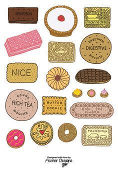 British Biscuits, Illustration Food, Great British, Food Illustrations, Food Art, Bourbon, Tea Party, Art Journal, Illustration Design