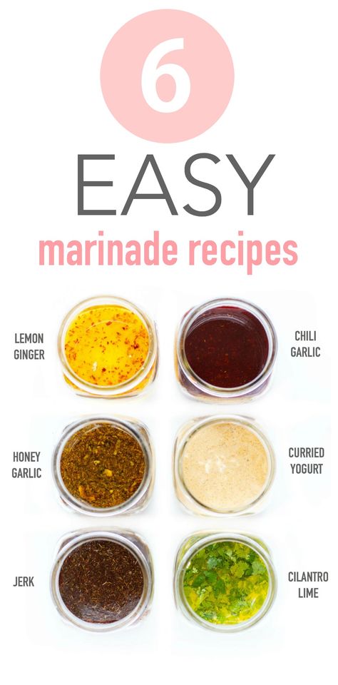 Looking for some creative ways to flavour up your chicken, meat and fish? Here, we’ve got six easy marinade recipes ranging from honey garlic to curried yogurt to suit all of your flavouring needs! {gluten-free & vegetarian} Grilled Fish Recipes Tilapia, Fish Recipes Tilapia, Fish Recipes Grilled, Whole Fish Recipes, Simple Marinade, Fish Marinade, Yogurt Marinade, Garlic Marinade, Easy Marinades