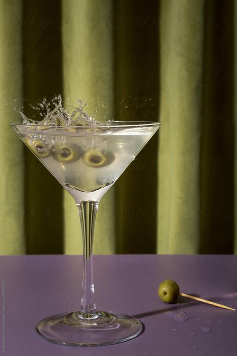 "Olives Splashing Into A Martini Glass" by Stocksy Contributor "Jodie Johnson Photography " Martini Photoshoot, Olive Martini, Bar Business, Martini Olives, Still Life Pictures, Holiday Display, Modular Furniture, Life Pictures, Martini Glass