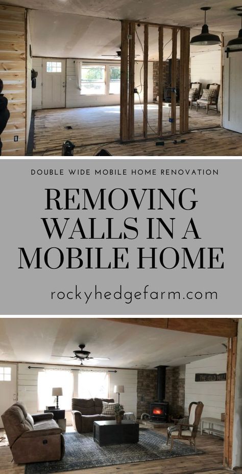 Removing the Marriage Wall in our Mobile Home - Rocky Hedge Farm Mobile Home Addition, Double Wide Remodel, Mobile Home Redo, Removing Walls, Mobile Home Kitchens, Double Wide Home, Double Wide Mobile Home, Remodel Mobile Home, 1000 Lifehacks