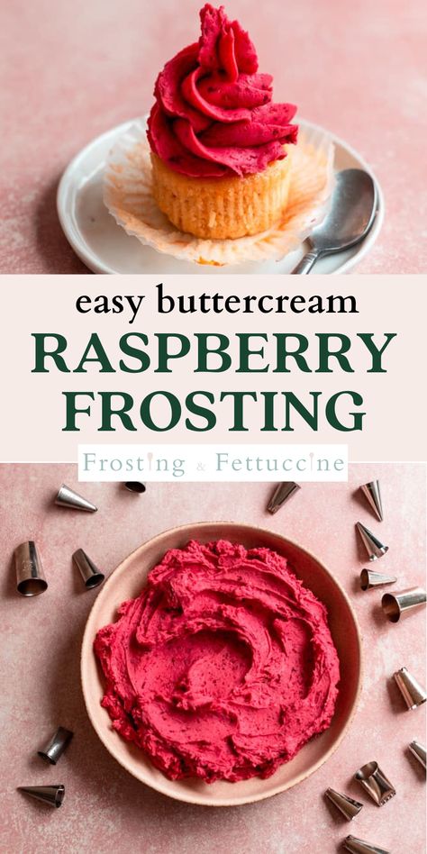 Pink Chocolate Frosting, Berry Frosting Recipe, Raspberry Extract Recipes, Raspberry Icing Recipe, Dye Free Red Frosting, Raspberry Buttercream Frosting With Jam, Raspberry Cake Filling Recipe, Raspberry Filling For Cupcakes, Rasberry Frosting