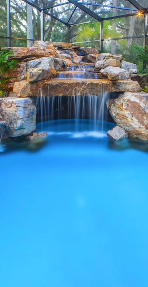 Pool With Grotto Waterfalls, Pools With Grottos, Pool Grotto Ideas, Pool With Grotto, Pool Designs Modern, Pool Grotto, Pool Design Modern, Grotto Pool, Best Pools