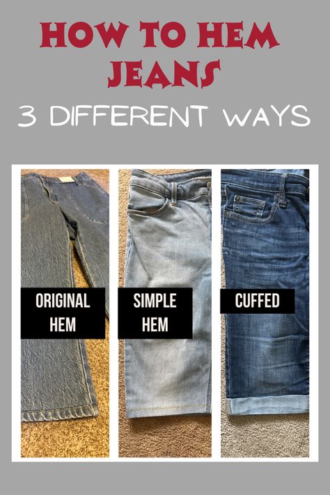 hemming jeans No Hem Jeans, How To Hem Shorts, How To Hem Jeans, Shorten Jeans, Sew Tutorials, Hemming Jeans, Altering Jeans, Original Hem, Sewing Tricks