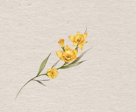 Dafodill Flowers Tattoo Color, Dafodill Flowers Tattoo Design, Purple Daffodil Tattoo, Colored Daffodil Tattoo, Daffodil Reference, Narcissus Flower Tattoo Color, Daphadil Tattoo, Daffodil Tattoo Color, Yellow Flower Tattoo