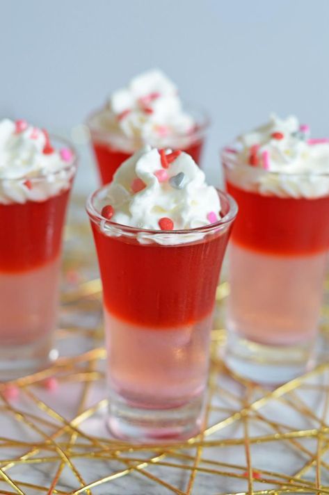 Valentines Day Jello Shots Valentine Jello, Strawberry Jello Shots, Nutella Raspberry, Edible Sugar Cookie Dough, Jello Shots Vodka, How To Make Vodka, Sugar Cookie Dough Recipe, Layered Jello, Jelly Shots