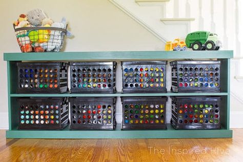 20 Genius DIY Toy Organizer Ideas - Super Creative Toy Storage Solutions Diy Toy Organizer, Toy Organizer Ideas, Girls Toy Room, Boy Toy Storage, Toy Organization Diy, Creative Toy Storage, Toy Storage Shelves, Ladder Shelf Diy, Toy Shelf