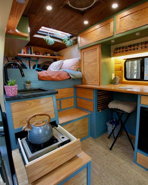 Ford Transit Conversion, Ducato Camper, School Bus Tiny House, Diy Van Conversions, Van Storage, Bus Living, Van Conversion Interior, Bus House, Office Cabinet